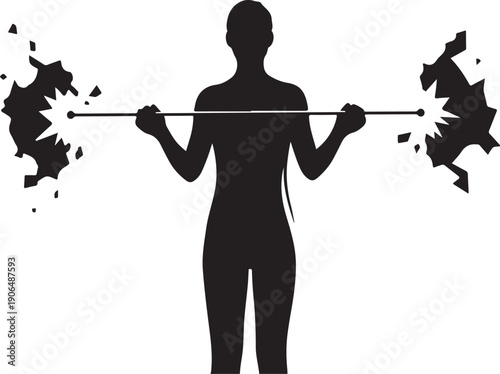 Silhouette of a woman lifting weights with explosive effect