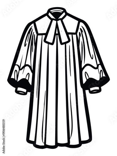 Professional black and white outlined judicial robe or academic gown symbolizing tradition and authority, perfect for legal, educational, or formal event related publications and branding