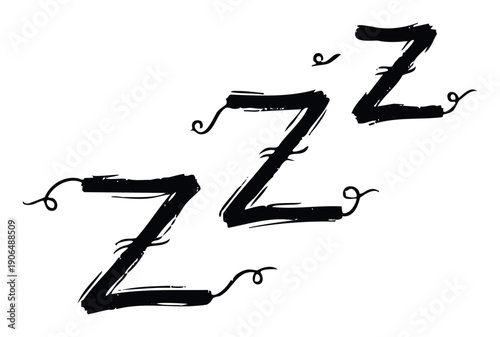 Sleepy Zzz letters in a rough, handdrawn style indicate drowsiness or rest, perfect for visual communication in apps, websites, or educational materials about sleeping.