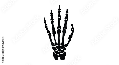 A black silhouette of a human hand s skeletal structure