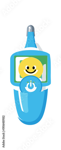 digital baby thermometer with result экран детский градусник clean shapes. colored flat icon vector illustration