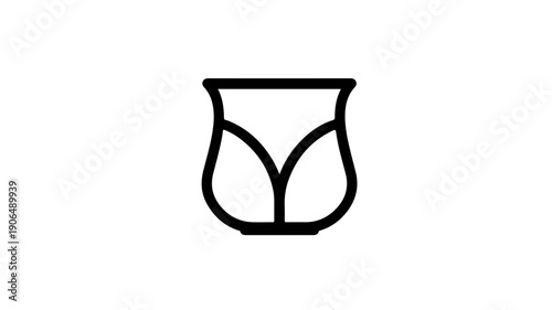 Minimalist black line icon of a tulip shaped tea infuser on white background for kitchen and beverage use