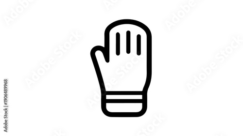 Minimalist black line icon of an oven mitt glove for kitchen protection and cooking