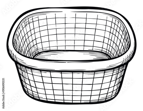 Empty laundry basket sketch representing household chores and storage solutions, perfect for various home organization and daily routine graphic compositions