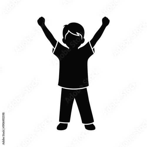 Silhouette of a Cheerful Boy illustration