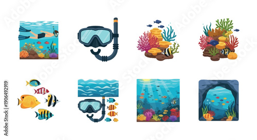 Explore the vibrant underwater world with snorkeling adventures and diverse coral reef ecosystems featuring colorful tropical fish, perfect for travel promotions and aquatic leisure