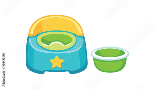 potty with removable inner bowl and tiny горшок детский товар clean shapes. colored flat icon vector illustration