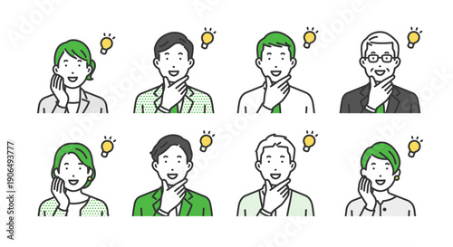 納得,ビジネス男女アバターアイコンセット
