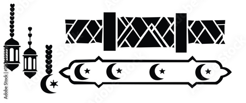 Islamic Frame Shape Vector Design – Elegant Ramadan Vintage Pattern with Golden Muslim Architectural ElementsWeb