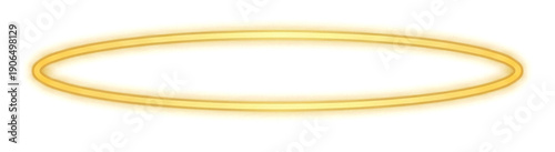 Golden glowing ring or halo light effect isolated on transparent background