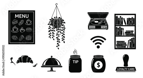 Restaurant Service and Menu Icons Set Vector