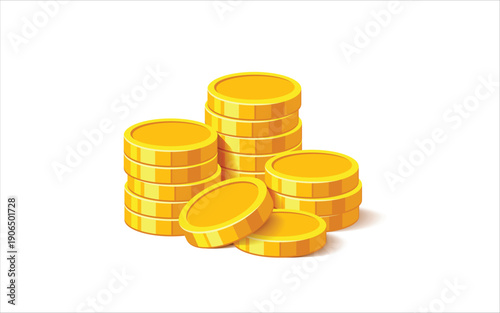 Stacked Gold Coins Vector Illustration Isolated on White Background, Money Growth and Financial Success Concept in Modern Flat Design.
