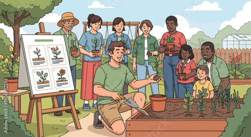 Gardening Workshop Community Learning About Plants and Cultivation.