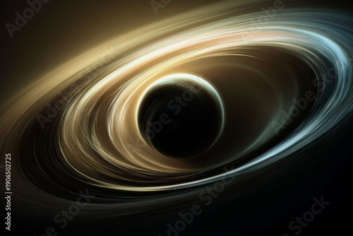 Tableau sur toile Swirling depiction of a black hole singularity showcasing cosmic phenomena in a