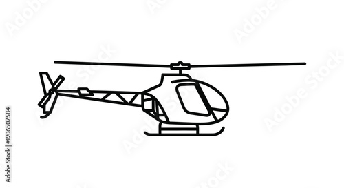 Simple line drawing of a helicopter in a black and white style