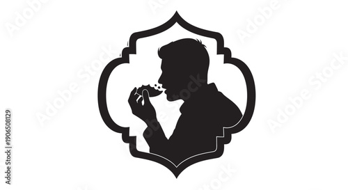 Silhouette of a man smoking in a vintage ornate frame