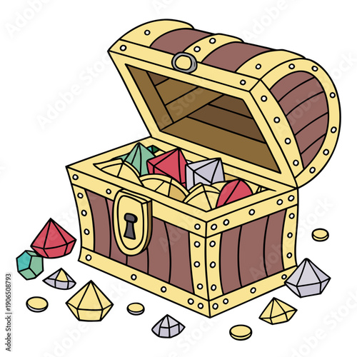 Overflowing Treasure Chest Filled with Gold and Jewels