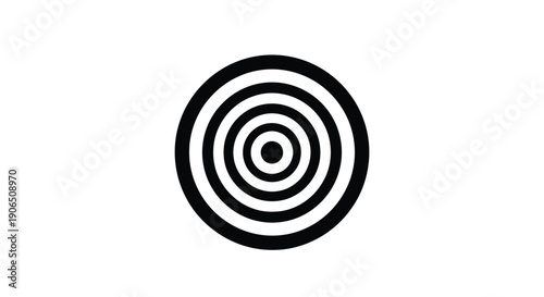 Concentric circles create a striking black graphic silhouette