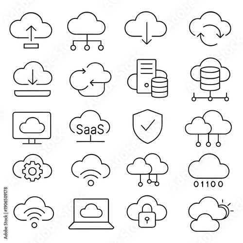 Minimal Weather Forecast Line Icon Set