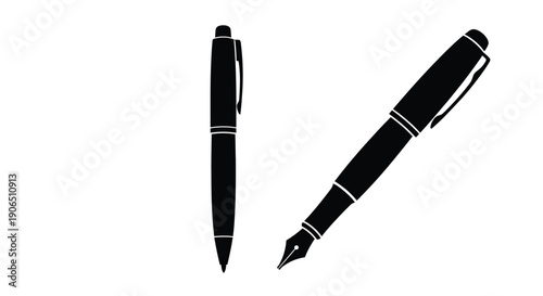 Two black pens displayed at angles minimalist graphic silhouette