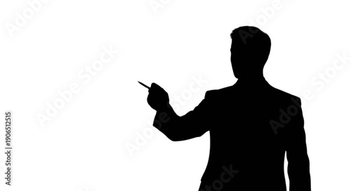 Silhouette of a person presenting with a laser pointer