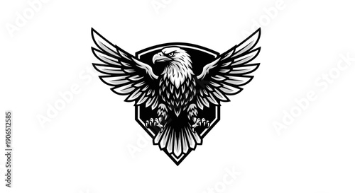 Black and White Eagle Emblem Illustration.