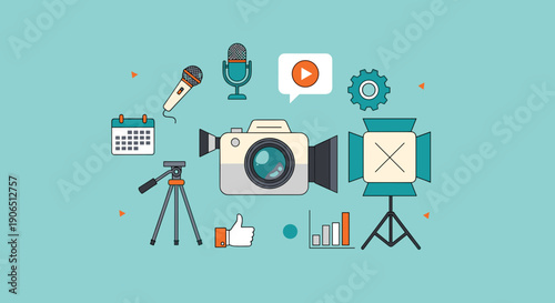 Camera and Photography Accessories Illustration.
