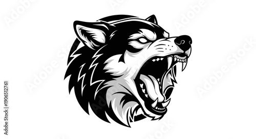 Aggressive Wolf Head Illustration Design.