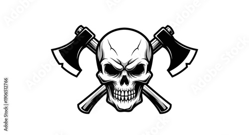 Skull with Crossed Axes Illustration Design.
