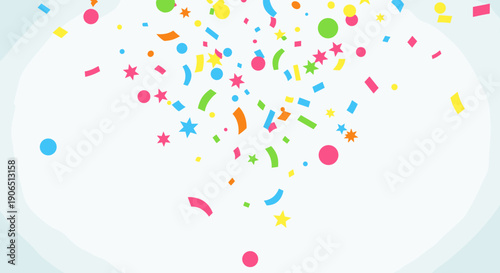 Colorful Confetti Shapes and Stars Falling.
