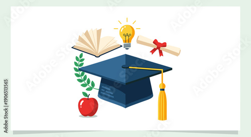Graduation Cap Education Symbols Learning Achievement.