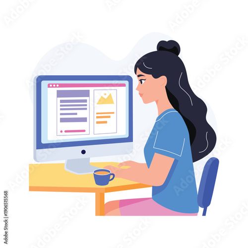 A captivating flat illustration of website layout and interface design