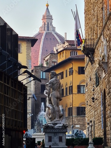 2022.07.20 Florence, Italy, Piazza della Signoria, evocative image of the view of the square
