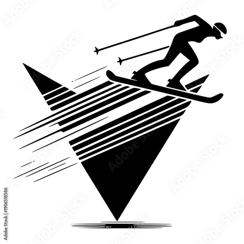 Vector illustration of a ski , silhouette of a ski 