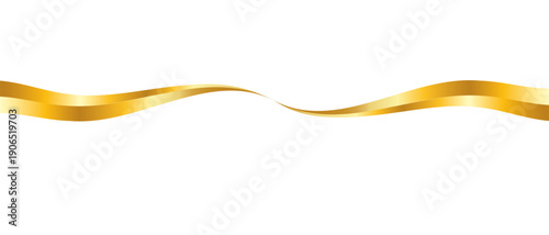 Golden wavy ribbon segments with graceful lines. Swirled line vector illustration. Swoosh gradient shapes. Award-style swirl elements for banners and frames. Luxurious smooth borders and corner 