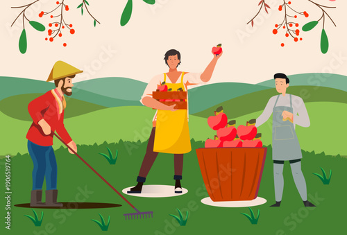 Harvest farming Concept Illustration Vector Style
