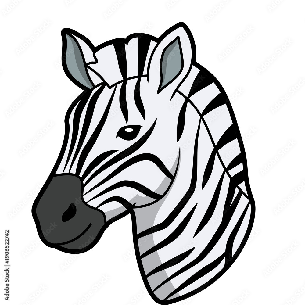 Naklejka premium Zebra head illustration with distinctive striped pattern