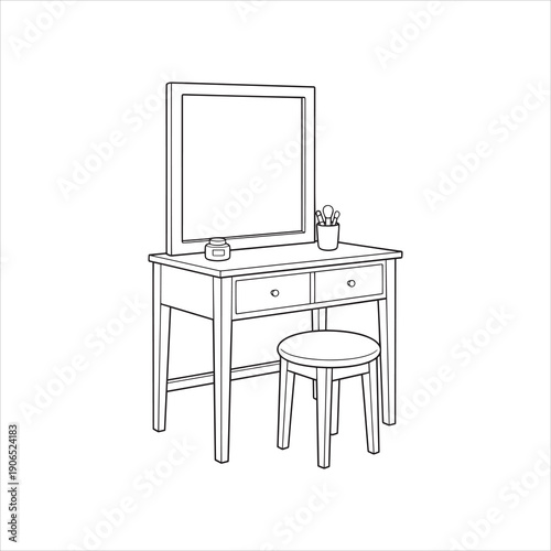 Dressing table illustration line art vector style coloring book 