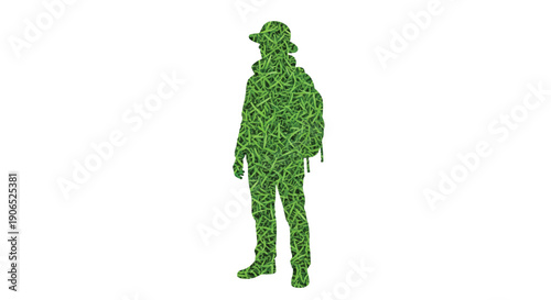 A person s silhouette creatively filled with lush green foliage and leaves