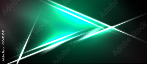 Abstract geometric design. Bright lines intersect dark background. Teal, white hues create dynamic visual effect. Modern, sleek presentation.