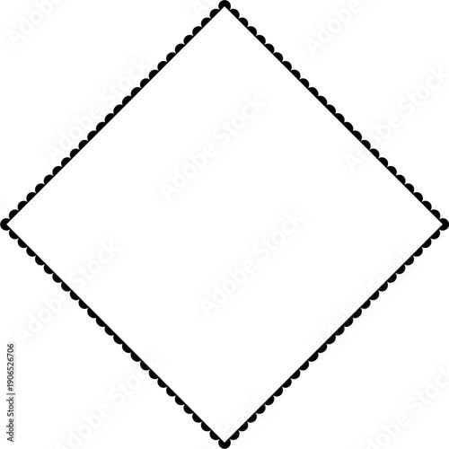 Upside down triangle shape outline with small dots on white background, geometric symbol for design