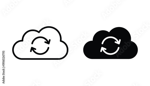 Cloud refresh sync icon. Cloud sync icon. Sync cycle icon. Data sync icon. Backup icons