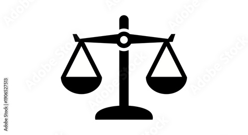A classic black balance scale with both pans appearing level, symbolizing justice, equality, fairness, and the careful measurement of options or decisions.