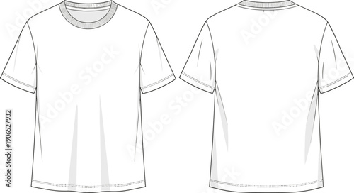 T, shirt, mockup, front, back, view, template, apparel, clothing, fashion, vector, outline, illustration, blank, design, cotton, casual, top, garment, mock
