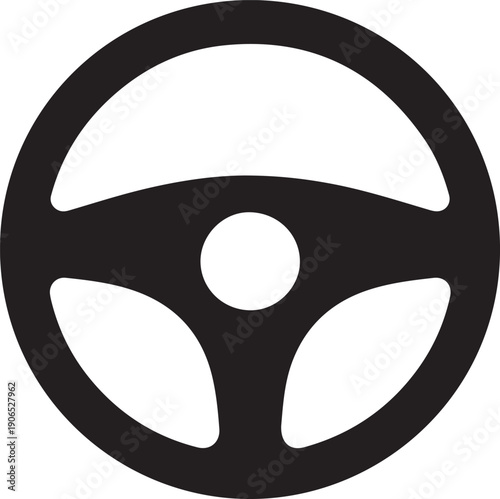 Automobile steering wheel or driving wheel flat icon for apps and websites