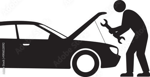 Auto mechanic car service repair and maintenance work icons set isolated vector illustration