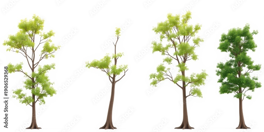 Obraz premium Trees Set Isolated on White Background - Vector Illustration
