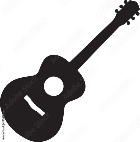 Acoustic guitar musical instrument flat vector icon for music apps and websites