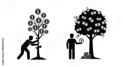 Growing wealth a visual metaphor of investment and financial returns