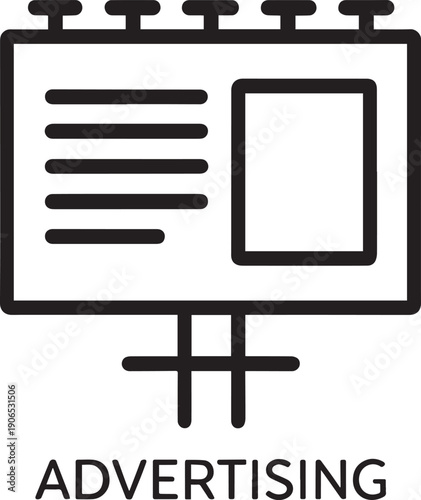 Billboard Advertising Icon with Stand and Lights